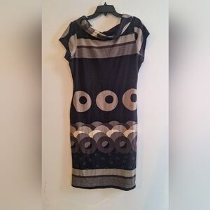 Jonathan Martin Black and Cream  Circle Sheath Dress